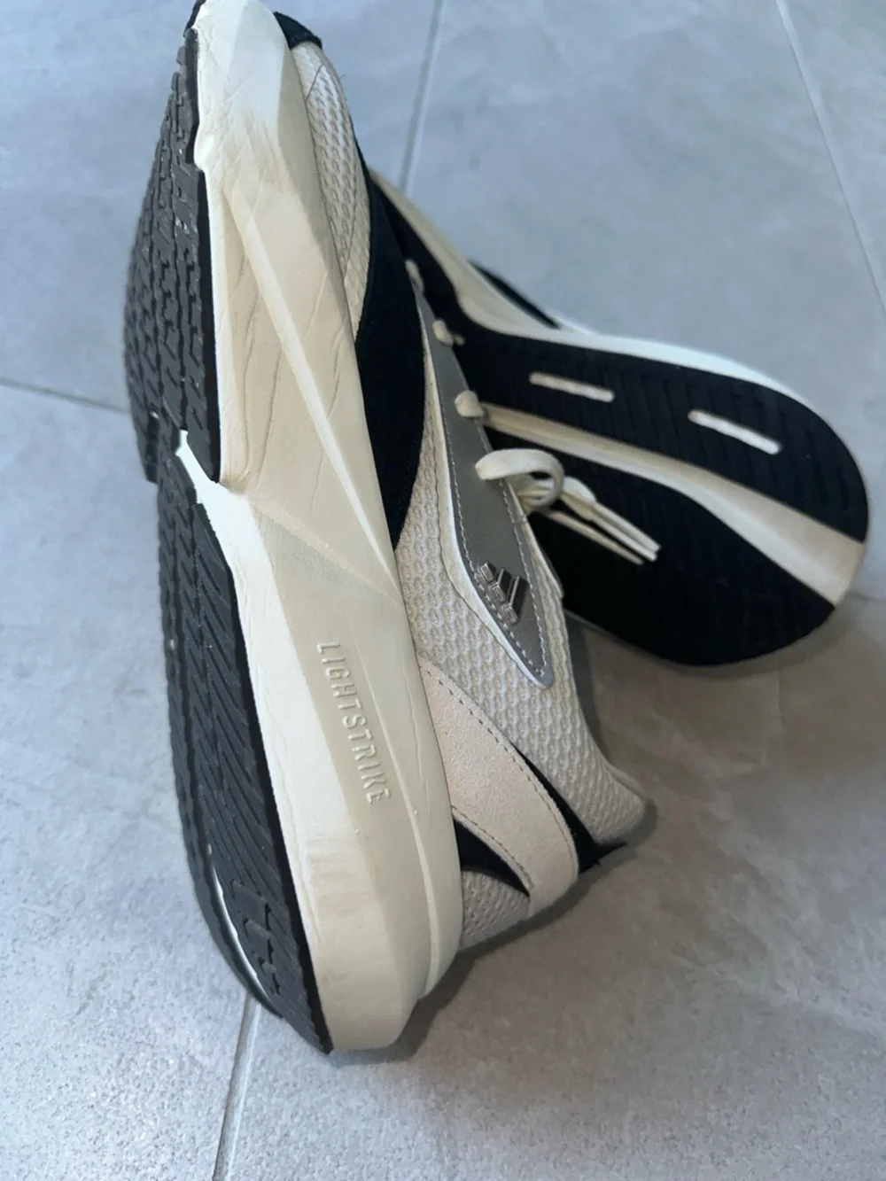 adidas Lightstride Neutral Running Sneakers - Cream, Silver & Black
